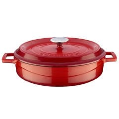Lava Döküm Çok Amaçlı Yayvan Tencere  Çap(Ø)32 cm. Trendy Serisi - Kırmızı