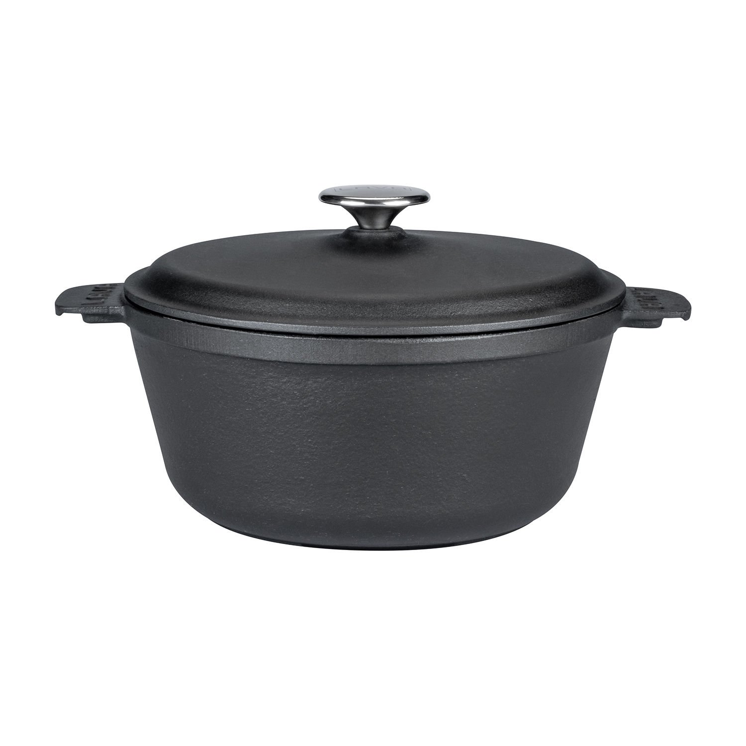 Lava Döküm Yuvarlak Tencere Çap(Ø)26cm. Döküm Demir Yekpare Kulplu.