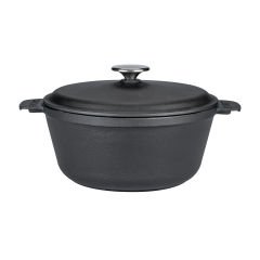 Lava Döküm Yuvarlak Tencere Çap(Ø)26cm. Döküm Demir Yekpare Kulplu.