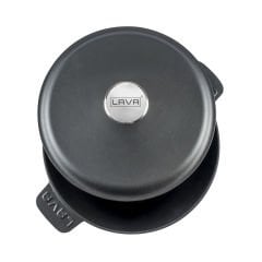 Lava Döküm Yuvarlak Tencere Çap(Ø)26cm. Döküm Demir Yekpare Kulplu.