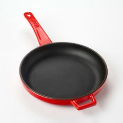 Lava Döküm Yuvarlak Kızartma Tavası Çap(Ø)20cm. Döküm Demir Yekpare Saplı   - Kırmızı