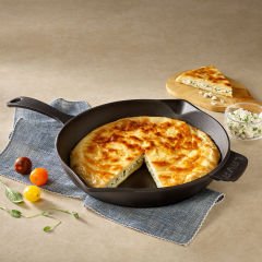 Lava Döküm Yuvarlak Kızartma Tavası  Çap(Ø)34cm. Döküm Demir Yekpare Saplı