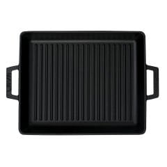 Lava Döküm Dikdörtgen Izgara Tavası 26x32cm. Döküm Demir Yekpare Çift Kulplu Ölçü