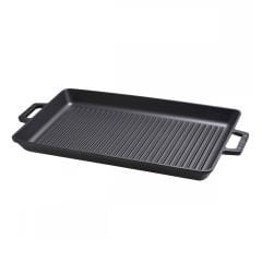 Lava Cast Rectangular Grill Pan 26x45cm. Cast Iron Solid Double Handle Size 26x45cm.