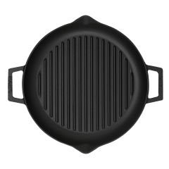 Lava Döküm Yuvarlak Izgara Tavası Çap(Ø)26cm. Döküm Demir Yekpare Çift Kulplu