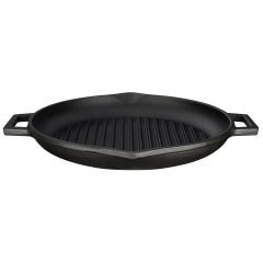 Lava Döküm Yuvarlak Izgara Tavası  Çap(Ø)30cm. Döküm Demir Yekpare Çift Kulplu Çap(Ø)30cm.