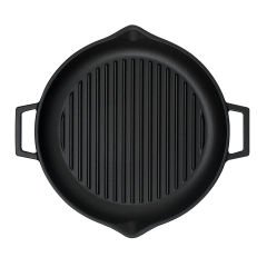 Lava Döküm Yuvarlak Izgara Tavası  Çap(Ø)30cm. Döküm Demir Yekpare Çift Kulplu Çap(Ø)30cm.