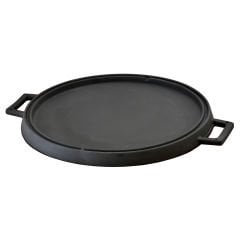 Runde Zwei-Wege-Grillpfanne von Lava Casting, Durchmesser (Ø) 34 cm. Massiver Doppelgriff aus Gusseisen, Durchmesser (Ø) 34 cm.
