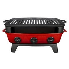 Lava Döküm Dikdörtgen Mangal Izgara Set Döküm Demir Yekpare Çift Kulplu Ölçü 36x45cm - Kırmızı