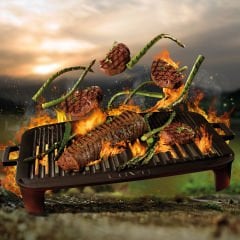 Lava Casting Rectangular Barbecue Grill Size 36x45cm. Cast Iron Solid Double Handle