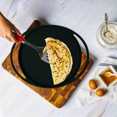 Lava Döküm Yuvarlak Pizza Krep Pankek Tavası Çap(Ø)20cm. Döküm Demir Yekpare Çift Kulplu