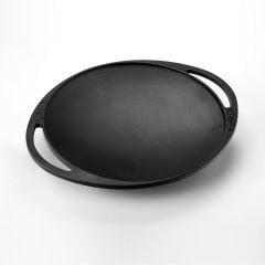 Lava Döküm Yuvarlak Saç Kavurma Tavası Çap(Ø)28cm. Döküm Demir Yekpare Çift Kulplu