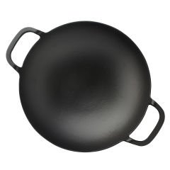 Lava Döküm Yuvarlak Wok Çap(Ø)38cm. Döküm Demir Yekpare Çift Kulplu