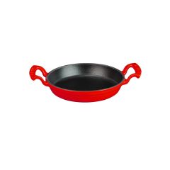 Lava Döküm Yuvarlak Sahan Çap(Ø)16cm. Döküm Demir Yekpare Çift Kulplu - Kırmızı