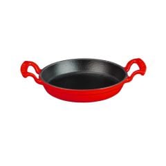 Lava Döküm Yuvarlak Sahan Çap(Ø)20cm. Döküm Demir Yekpare Çift Kulplu - Kırmızı