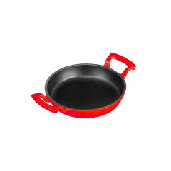 Lava Döküm Yuvarlak Sahan Çap(Ø)20cm. Döküm Demir Yekpare Çift Kulplu - Kırmızı