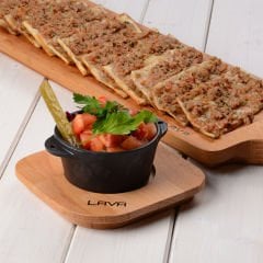Lava Döküm Yuvarlak Sufle / Sos Kabı ve Ahşap Altlıklı Çap(Ø)8cm.