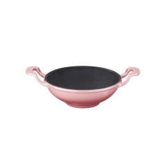 Lava Döküm Mini Wok Çap(Ø)16cm. Yekpare Kulplu - Pembe
