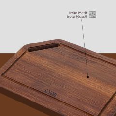 Lava Döküm Ahşap Kesme Tahtası, Ölçü 20x30cm. Iroko Ağacı. Dikdörtgen.