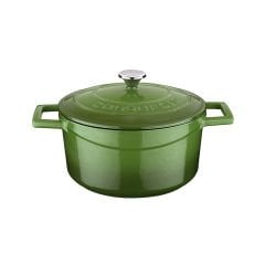 Lava Casting Round Pot. Folk Diameter(Ø)22cm. - Green