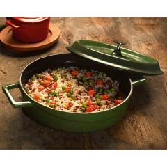Lava Döküm Çok Amaçlı Yayvan Tencere. Çap(Ø)32 cm. Trendy Serisi - Yeşil