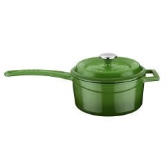 Lava Cast Iron Round Saucepan. Diameter (Ø16 cm. Cast Iron Solid Handle Trendy Series - Green