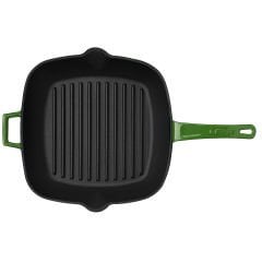 Lava Döküm Kare Izgara Tava Döküm Demir Yekpare Saplı Ölçü 26x26cm. - Yeşil