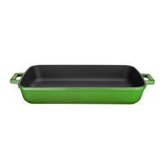 Lava Döküm Dikdörtgen Rosto ve Fırın Tepsisi Ölçü 22x30cm. Döküm Demir Yekpare Çift Kulplu - Yeşil