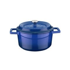 Lava Döküm Yuvarlak Tencere Çap(Ø)20cm. Trendy - Mavi