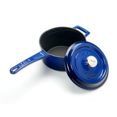 Lava Döküm Yuvarlak Sos Tenceresi.  Çap(Ø16 cm. Döküm Demir Yekpare Saplı Trendy Serisi - Mavi