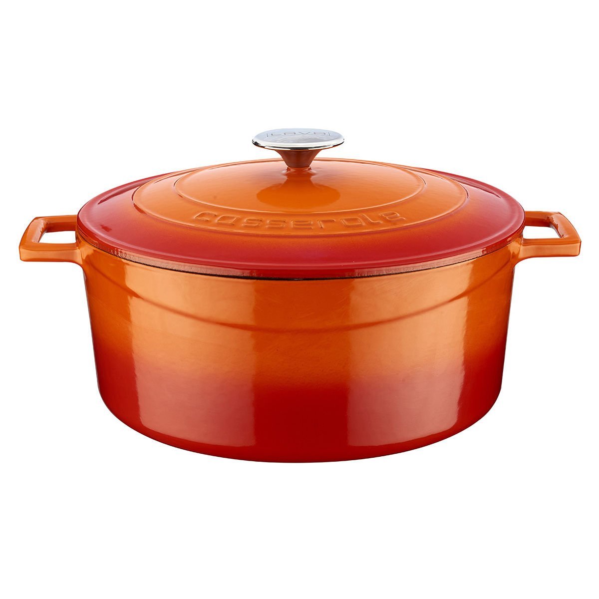 Lava Döküm Yuvarlak Tencere. Folk Çap(Ø)28cm.  - Turuncu