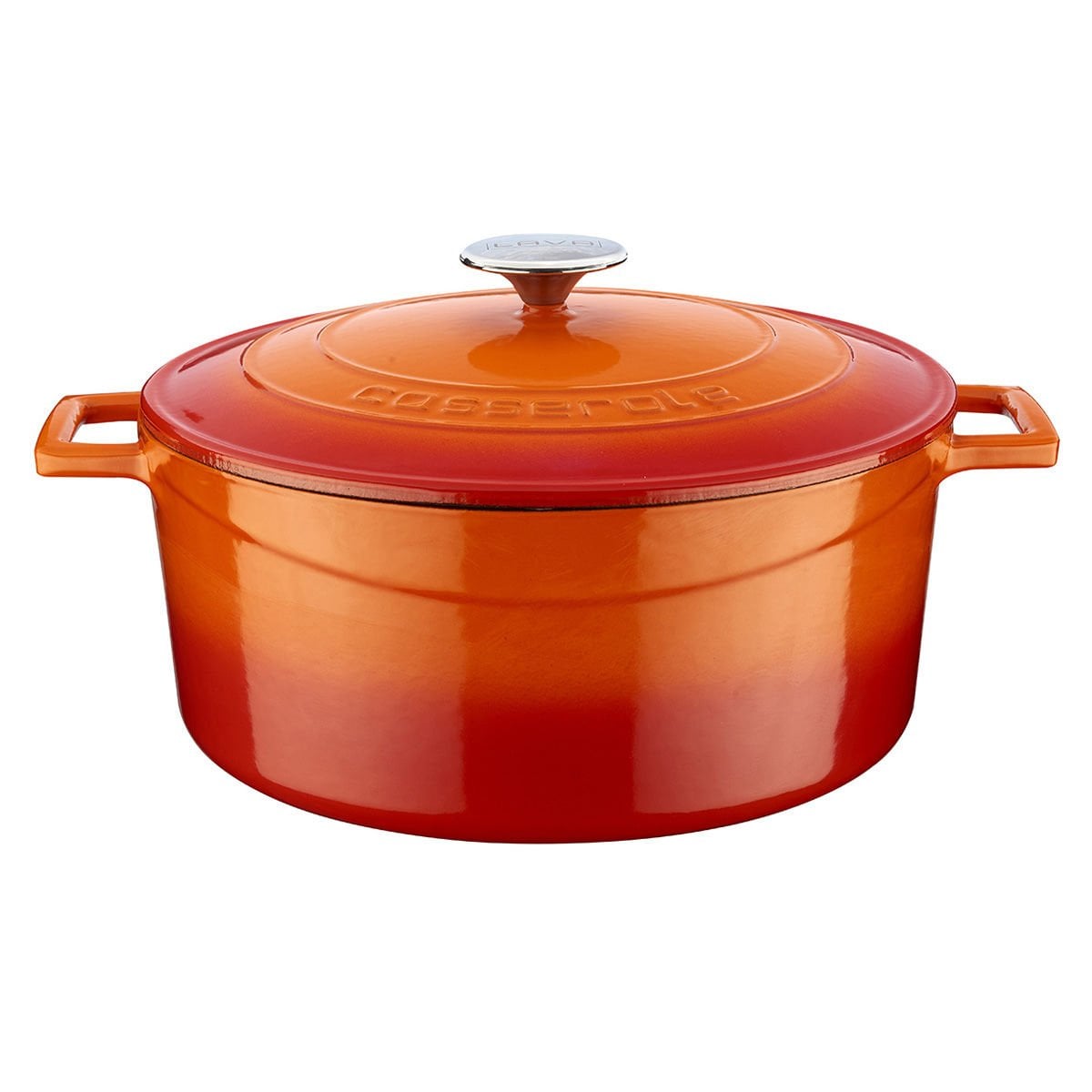 Lava Döküm Yuvarlak Tencere. Folk Çap(Ø)28cm.  - Turuncu