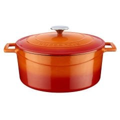 Lava Döküm Yuvarlak Tencere. Folk Çap(Ø)28cm.  - Turuncu
