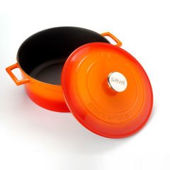 Lava Döküm Yuvarlak Tencere. Folk Çap(Ø)28cm.  - Turuncu