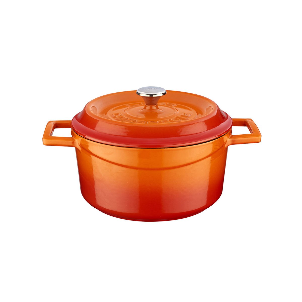 Lava Döküm Yuvarlak Tencere Çap(Ø)20cm. Trendy   - Turuncu