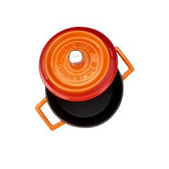 Lava Döküm Yuvarlak Tencere Çap(Ø)20cm. Trendy   - Turuncu