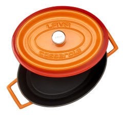 Lava Döküm Oval Tencere  21x27cm. Trendy Serisi Ölçü - Turuncu
