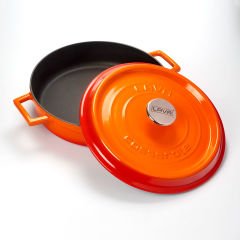 Lava Döküm Çok Amaçlı Yayvan Tencere.  Çap(Ø)32 cm. Trendy Serisi- Turuncu