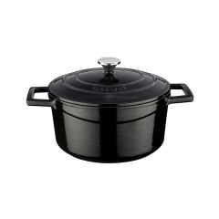 Lava Döküm Yuvarlak Tencere. Folk Çap(Ø) 22cm. - Siyah