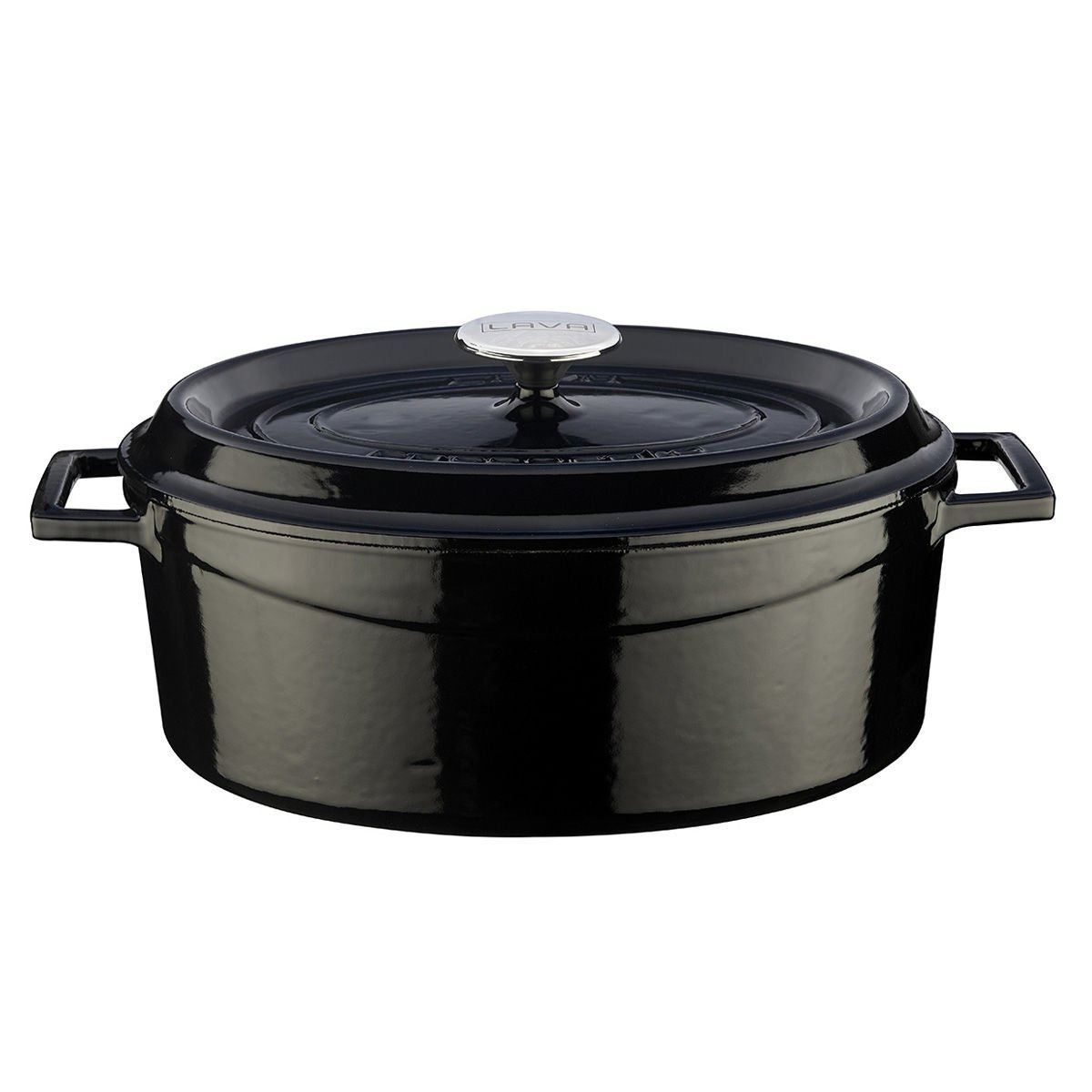 Lava Döküm Oval Tencere. Trendy Serisi Ölçü 23x29cm.  - Siyah