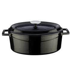 Lava Döküm Oval Tencere. Trendy Serisi Ölçü 23x29cm.  - Siyah