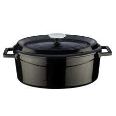 Lava Döküm Oval Tencere. Trendy Serisi Ölçü 23x29cm.  - Siyah