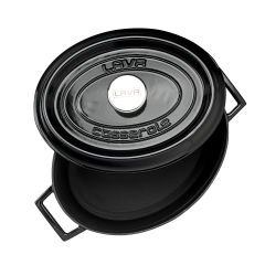 Lava Döküm Oval Tencere. Trendy Serisi Ölçü 23x29cm.  - Siyah