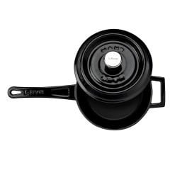 Lava Döküm Yuvarlak Sos Tenceresi. Çap(Ø16 cm. Döküm Demir Yekpare Saplı Trendy Serisi - Siyah