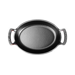 Lava Döküm Oval Sahan Ölçü 27x20cm. Döküm Demir Yekpare Çift Kulplu - Kırmızı