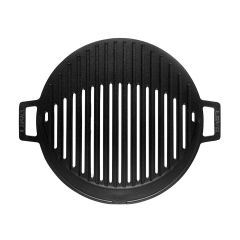 Lava Döküm Yuvarlak Mangal Izgarası Çap (Ø)37cm. Döküm Demir Yekpare Çift Kulplu