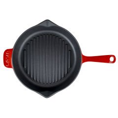 Lava Döküm Yuvarlak Izgara Tava Çap(Ø)28cm. Döküm Demir Yekpare Saplı - Kırmızı