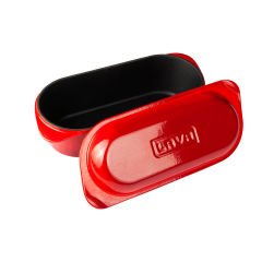 Lava Döküm Ekmek Tenceresi Ölçü 12x28cm. Yekpare Kulplu Döküm Demir Kapak. Kırmızı