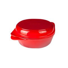 Lava Döküm Ekmek Tenceresi Ölçü 24x27cm. Yekpare Kulplu Döküm Demir Kapak. Kırmızı