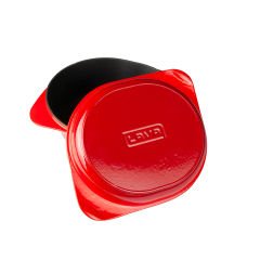 Lava Döküm Ekmek Tenceresi Ölçü 24x27cm. Yekpare Kulplu Döküm Demir Kapak. Kırmızı